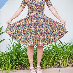 LuLaRoe FLARE Floral Spring Dress XL (Nicole) NWT